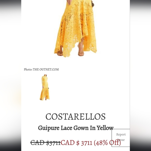 Yellow Costarellos Lace Gown - Picture 2 of 3